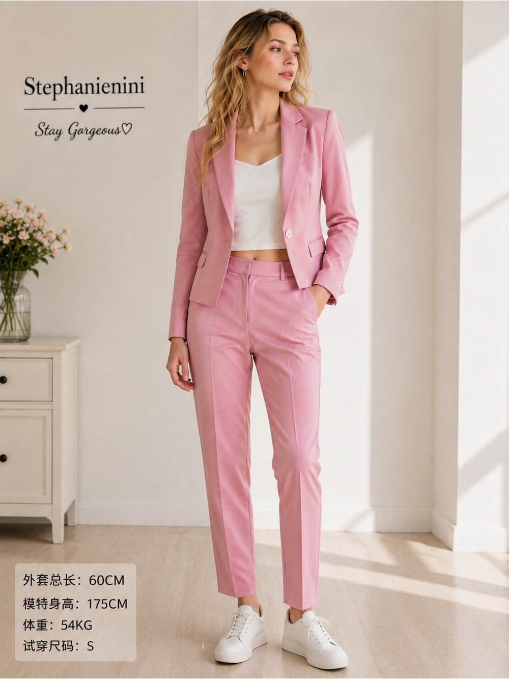 Express Women’s Pink Tailored Blazer & Slim Pants Matching Suit Set Size 2